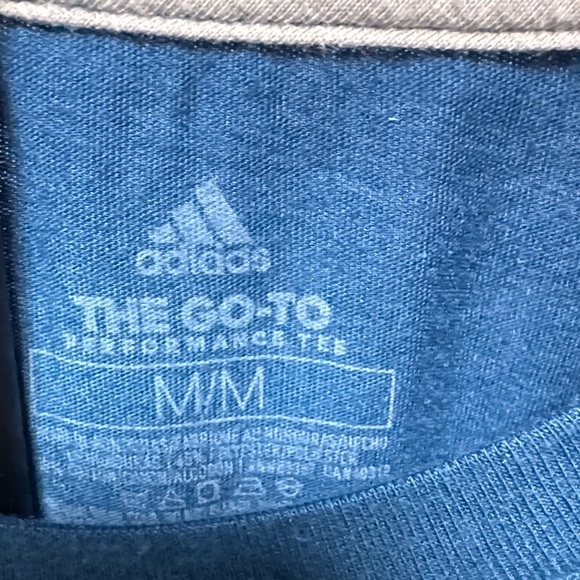 Adidas Men's Blue Tee with Neon Logo - Picture 3 of 3